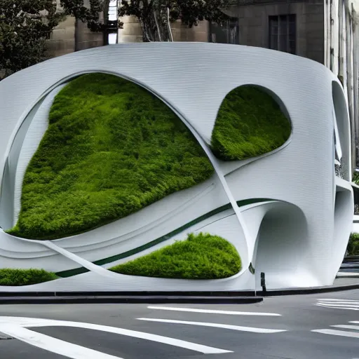 Prompt: an eco - friendly memorial designed by zaha hadid