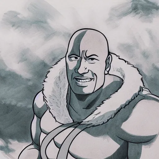 Image similar to A portrait of Dwayne Johnson by Studio Ghibli