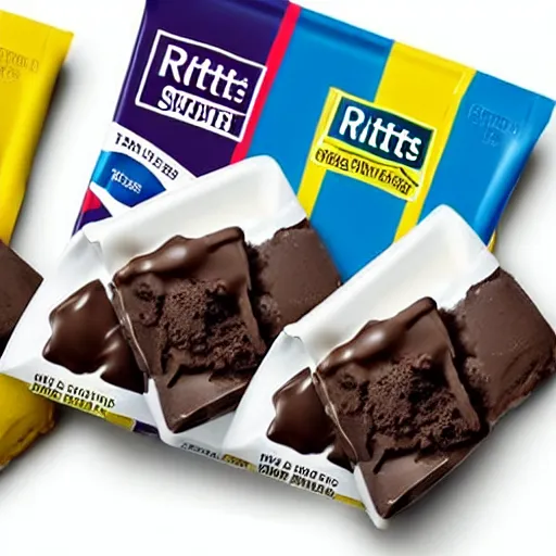 Prompt: Ritter Sport chocolate with dog poop flavour, product shot, photo