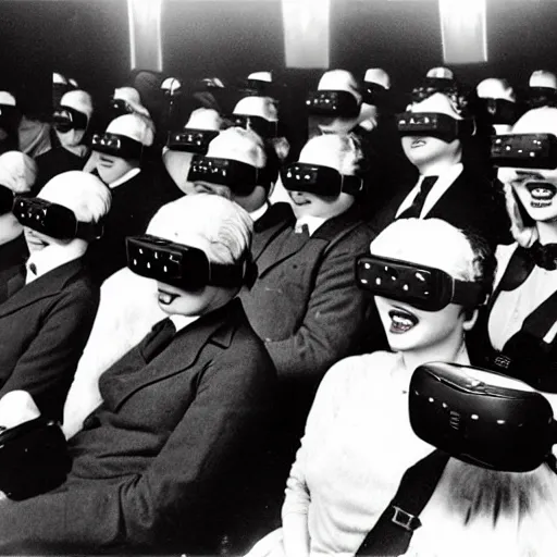 Image similar to cinema audience wearing vr headsets in the 2 0 s