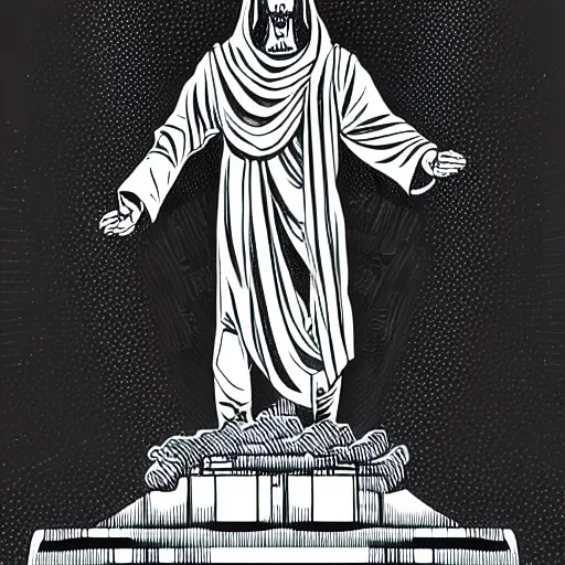 detailed manga illustration of christ the redeemer, Stable Diffusion