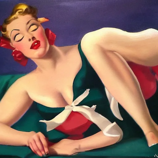 Prompt: a painting in the style of gil elvgren.