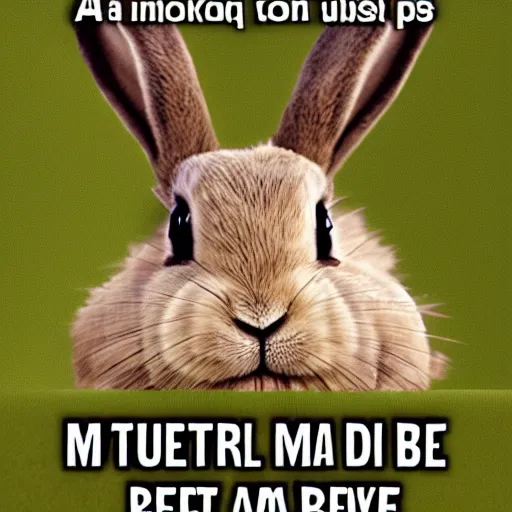 Image similar to a meme image of a rabbit with the text oh no i'm a rabbit