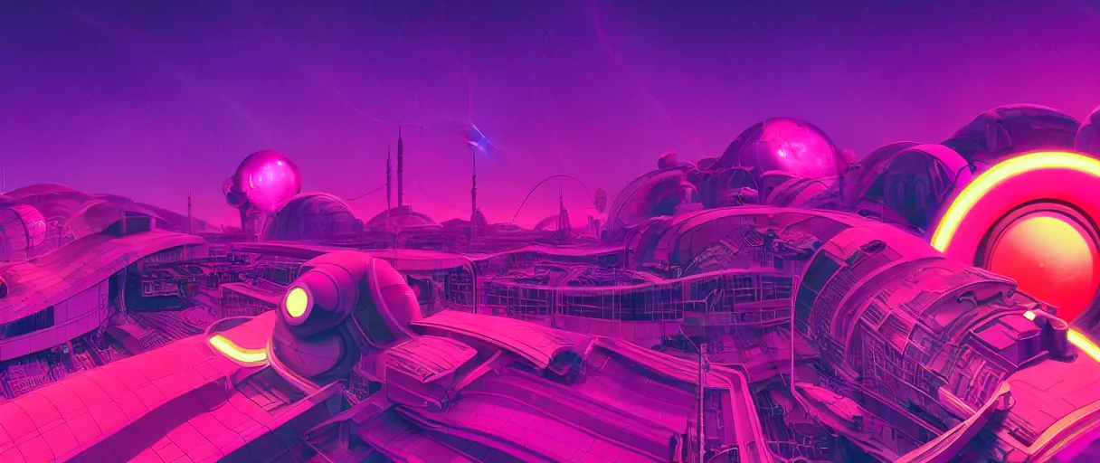 Image similar to hyper detailed neo-surreal 2070s neon purple and red propaganda poster of space workers sharp cinematic lighting 8k wide angle shallow depth of field