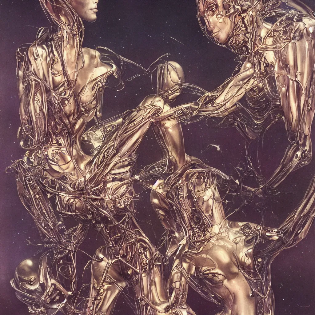 Prompt: anatomical depiction of a beautiful alien femme biology, latex domme, extraterrestrial, sharp focus, by james gurney, by bruce pennington, by yoshitaka amano, ornate portrait, high quality