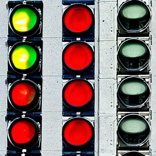Prompt: traffic lights with various images in them