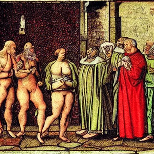 Image similar to Gluttony: Where those who overindulge exist. Dante encounters ordinary people here, not characters from epic poems or gods from mythology. The author Boccaccio took one of these characters, Ciacco, and incorporated him into his 14th-century collection of tales called The Decameron.