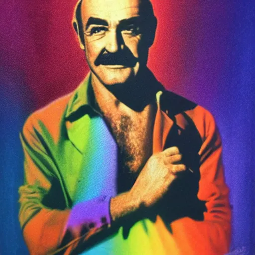 Prompt: pride rainbow portrait from a handsome sean connery