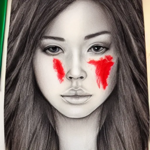 Image similar to a beautiful girl face faded with moutains, drawing