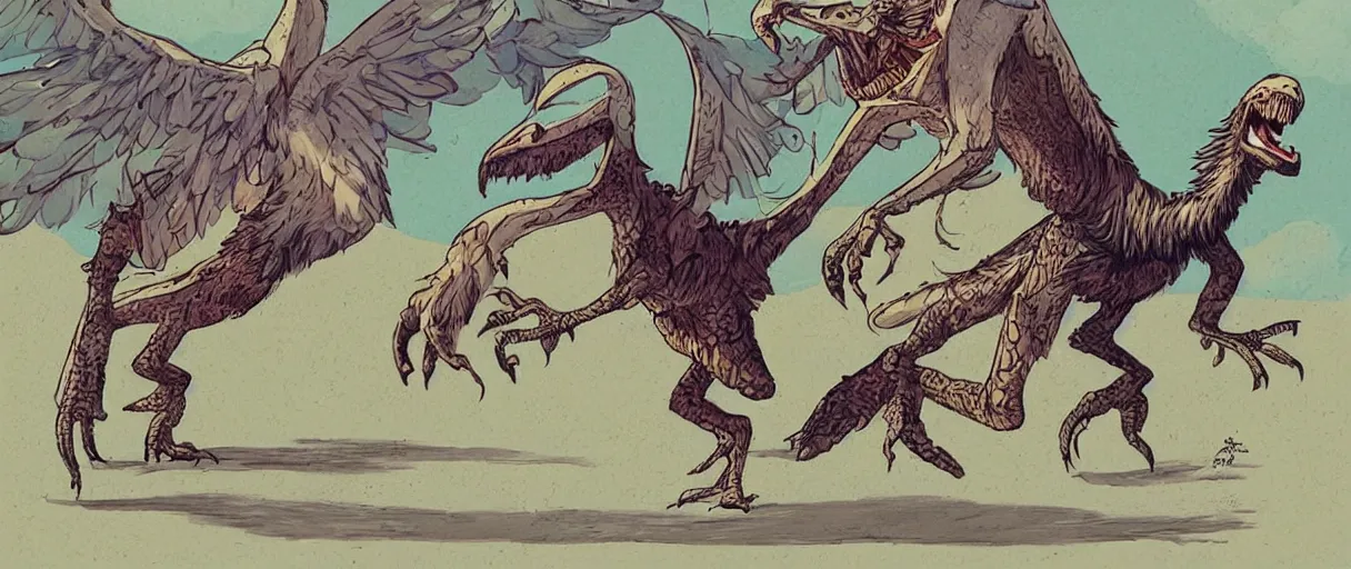 Prompt: a beautiful illustration of a bearded velociraptor playing a banjo at a square dance by James Jean | comic book:.5 | unreal engine:.6