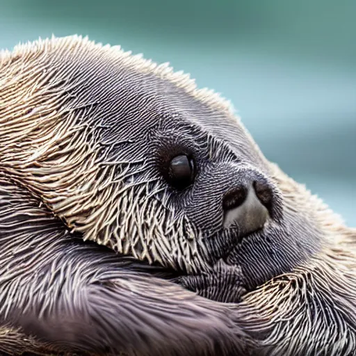 Image similar to a Sea-otter-Tardigrade-hybrid, award-winning-photograph, beautiful daylight, crystal-clear-focus, sharp-lens, amazing photography