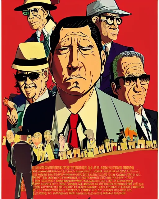 Prompt: a 1 9 7 0 s promotional poster for a mafia king of the hill movie in the style of robert mcginnis, poster design, vintage, king of the hill, dramatic, dramatic lighting, hank hill, dale gribble, boomhauer, bill dauterive, john redcorn