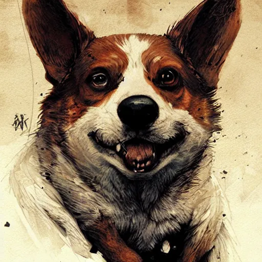 Image similar to zombie corgi geog darrow greg rutkowski