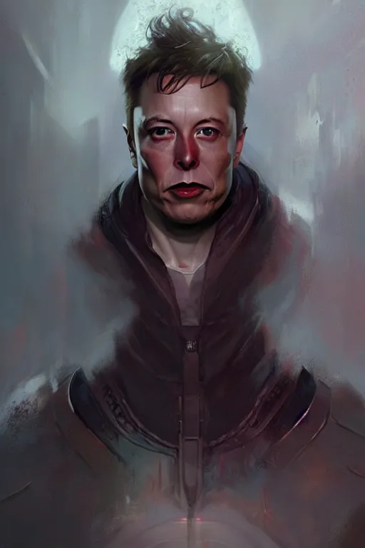 Image similar to character art by bastien lecouffe - deharme, elon musk, absolute chad