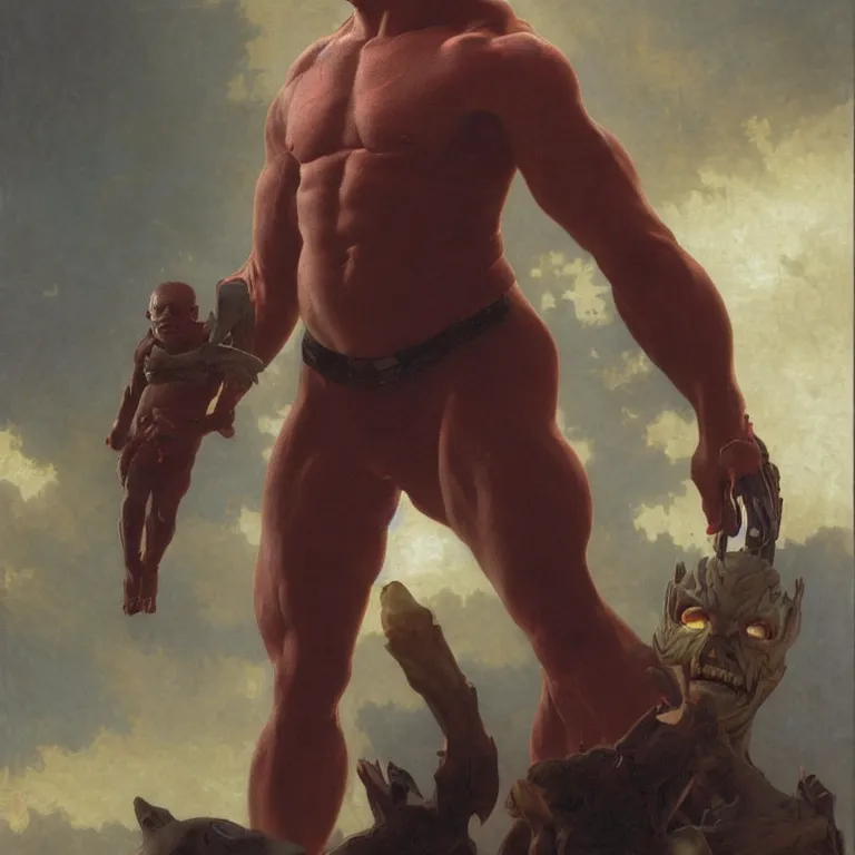 Prompt: Drax the Destroyer from Guardians of the Galaxy by William Adolphe Bouguereau