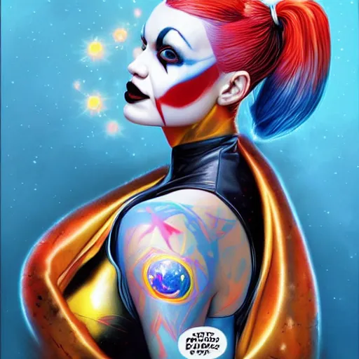 Prompt: harley quinn as a cosmic fractal, pixar style, by tristan eaton stanley artgerm and tom bagshaw.