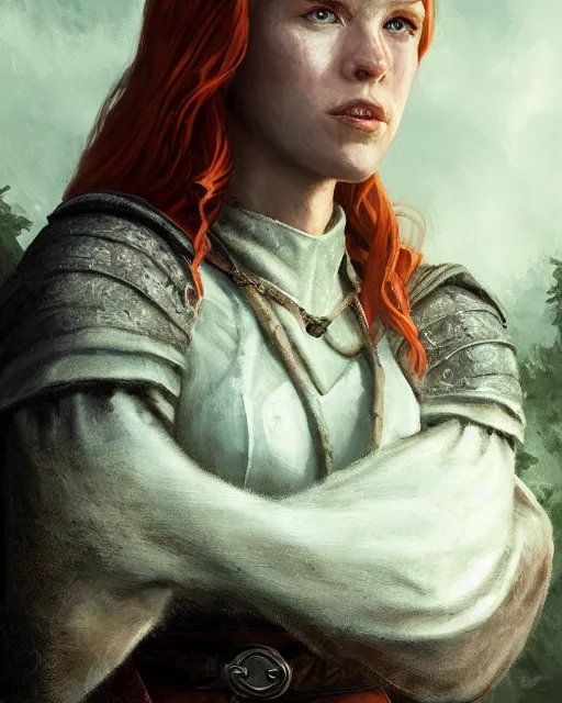 Image similar to the elder scrolls vi, charismatic beautiful rugged female redhead breton mage portrait, illustration, rim light, top light, perfectly shaded, epic, intricate, soft painting, by leesha hannigan, ross tran, thierry doizon, kai carpenter, ignacio fernandez rios