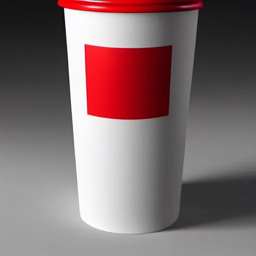 Image similar to white red white paper cup!!!, hyperrealistic, highly detailed, cinematic, volumetric sunlight, beautiful, cgssociety, artstation, 8 k, oil painting by greg rutkowski, by artgerm, by wlop