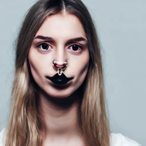 Image similar to a woman with a septum piercing