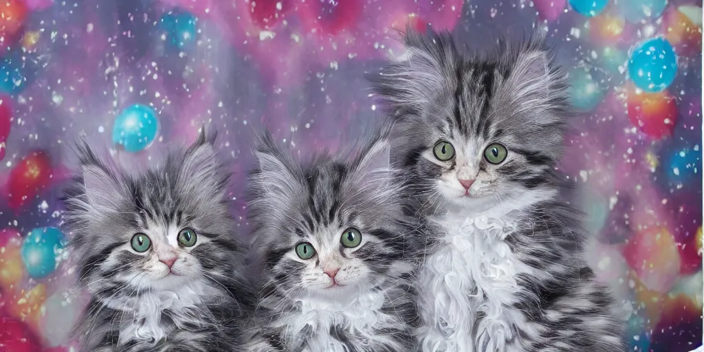 Image similar to a main coon kitten little mermaid themed shower curtain, product photography. digital art. 4 k, highly detailed.