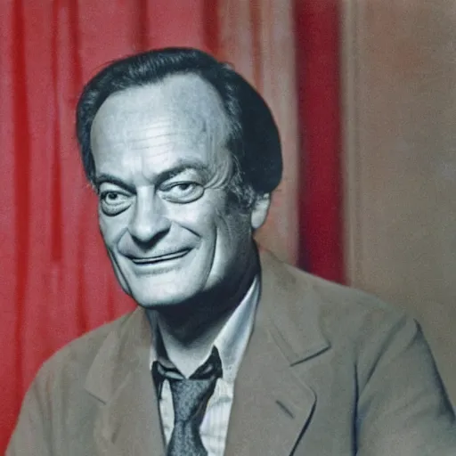 Prompt: Richard Feynman in Russia colored