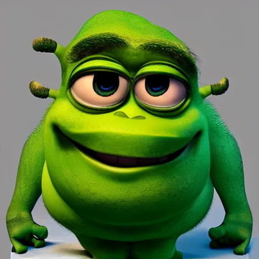 Image similar to ambivalent mike wazowski shrek fusion