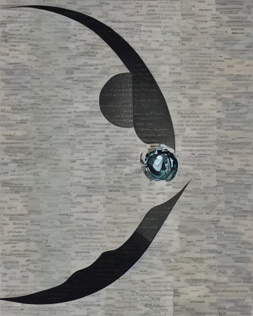 Image similar to A collage of a river reaching to the moon, mid-century modern, made of random shapes cut from magazines