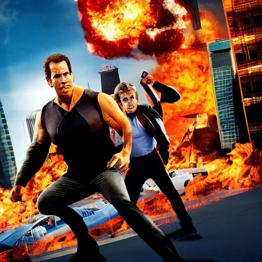 Image similar to action hero movie poster, hunter biden, exploding building, huge, high quality, 8 k, mission impossible, hollywood