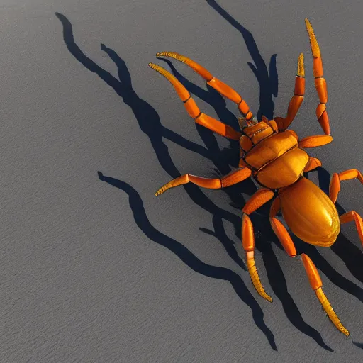 Prompt: a scorpion sitting on top of a sandy beach, a computer rendering by ed binkley, polycount contest winner, vanitas, rendered in unreal engine, # screenshotsaturday, unreal engine 5