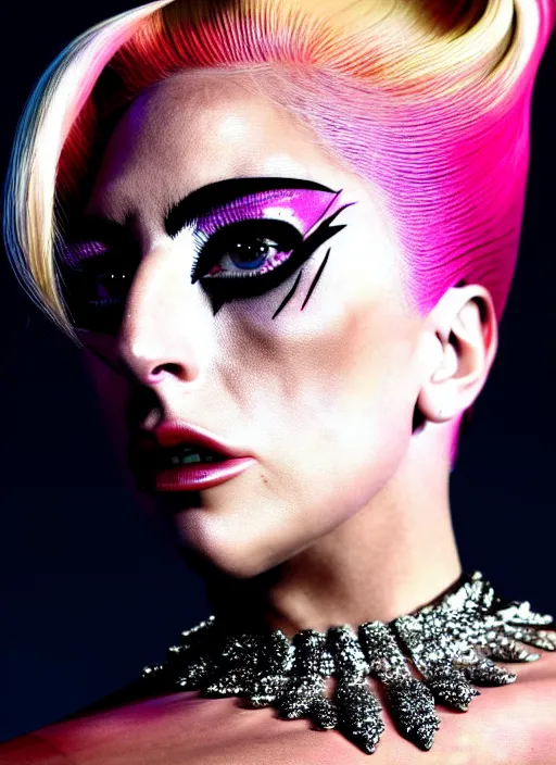 Image similar to lady gaga by nick knight, born this way, born this way album, red weapon 8 k s 3 5, cooke anamorphic / i lenses, highly detailed, cinematic lighting