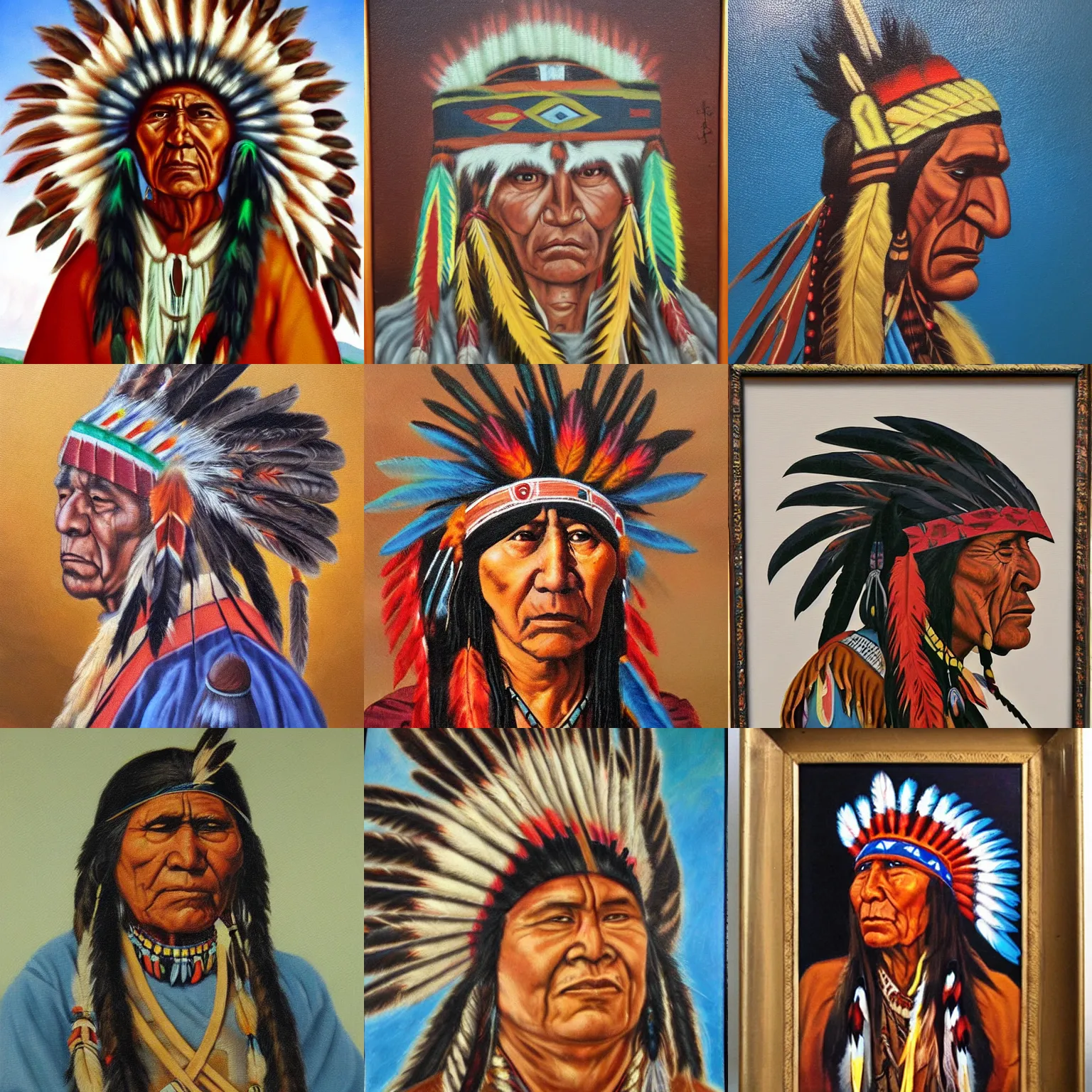 Prompt: native american oil painting