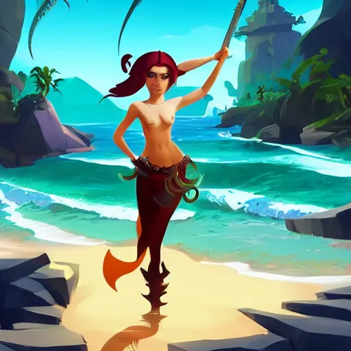 Image similar to jack the pirate mermaid on sea of thieves game avatar hero smooth face median photoshop filter cutout vector, behance hd by jesper ejsing, by rhads, makoto shinkai and lois van baarle, ilya kuvshinov, rossdraws global illumination, illustration, art by ilya kuvshinov and gustav klimt