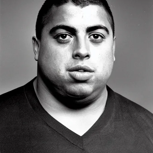 Prompt: fat ronaldo nazario by yousuf karsh, head and shoulders, faint smile