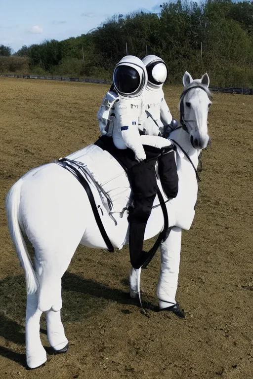 Image similar to horse in astronaut suit riding horse