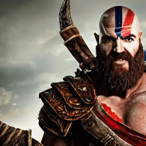 Image similar to jeremy clarkson as kratos in god of war the new movie, sharp focus