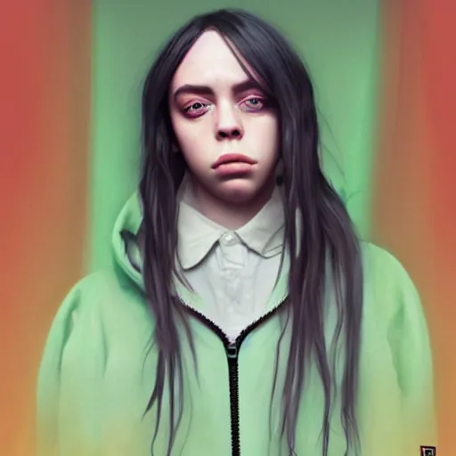 Image similar to cartoon painting of billie eilish by michal karcz | loony toons style