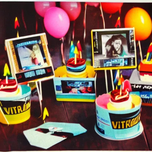 Prompt: vhs video of a birthday party