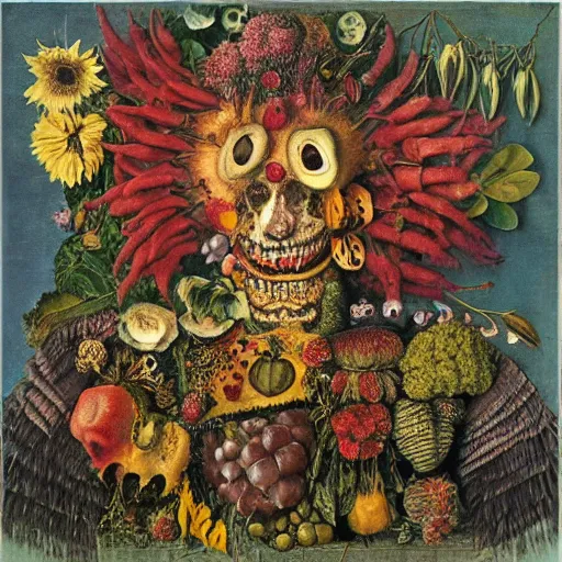 Prompt: album cover, psychedelic, giuseppe arcimboldo