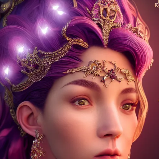 Image similar to portrait of wonderful princess of amethyst with fair skin, ornate 8 k gorgeous intricate detailed, accent lighting, dramatic light, octane render