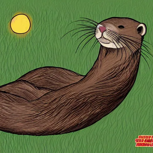 Prompt: an otter sleeping, comic art