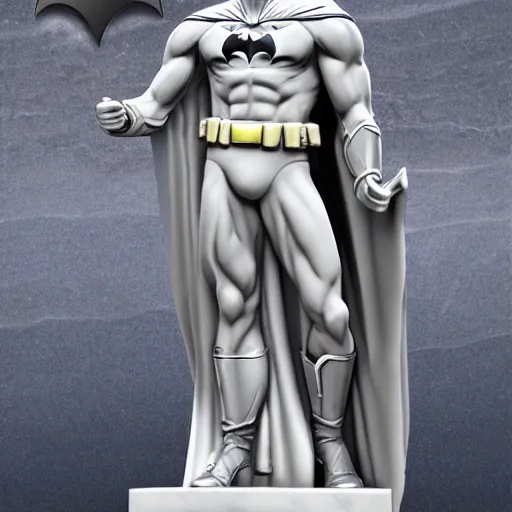 Prompt: marble statue of Batman, reneissance, 4K, detailed, glossy, high quality, realistic,