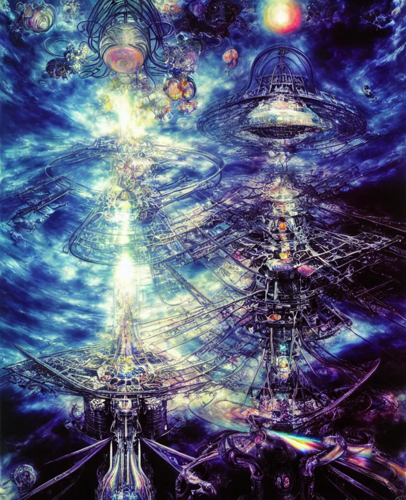 Prompt: realistic detailed image of ultra matrix rainbow neo morpheus trinity spaceship nabucodonosor city of zion, depth perception, depth of field, action horror by ayami kojima, neo - gothic, gothic, part by adrian ghenie and gerhard richter. art by yoshitaka amano. masterpiece