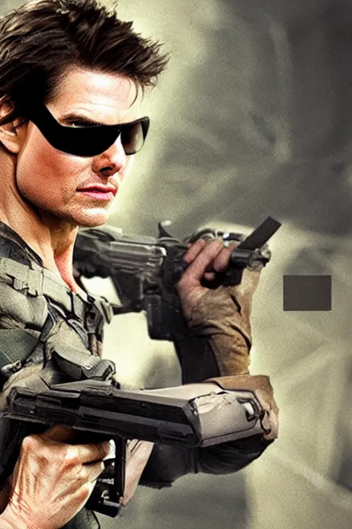 Image similar to Tom Cruise as Solid Snake