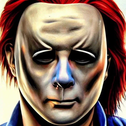 Prompt: an ultra - realistic portrait painting of michael myers in the style of alex ross. 4 k. ultra - realistic. highly detailed. epic lighting.