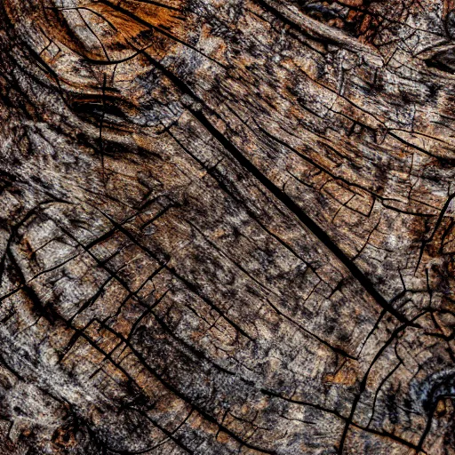 Image similar to dark rustic cracked flaky log wood texture, award winning photo, vintage, gritty, upscaled, HD 8k