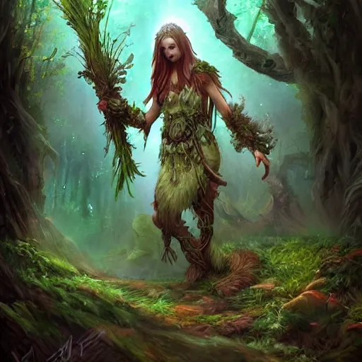 Image similar to druid in a natural scene. beautiful and very detailed digital art. trending on artstation.