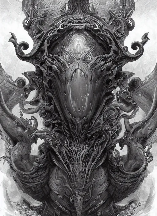 Image similar to digital _ painting _ of _ lovecraftian gods _ by _ filipe _ pagliuso _ and _ justin _ gerard _ symmetric _ fantasy _ highly _ detailed _ realistic _ intricate _ port