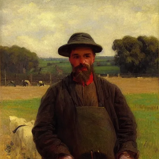 Prompt: Portrait of a farmer, by Emile Friant, Ilya Repin