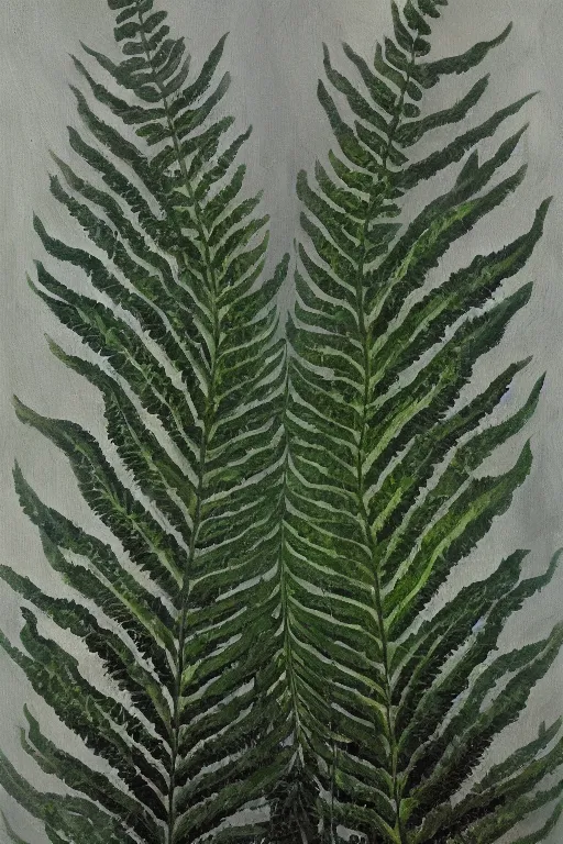 Image similar to painting of ferns by hr giger and Greg mumford