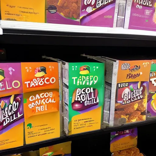 Image similar to a box of taco bell cereal on a grocery store shelf, photo